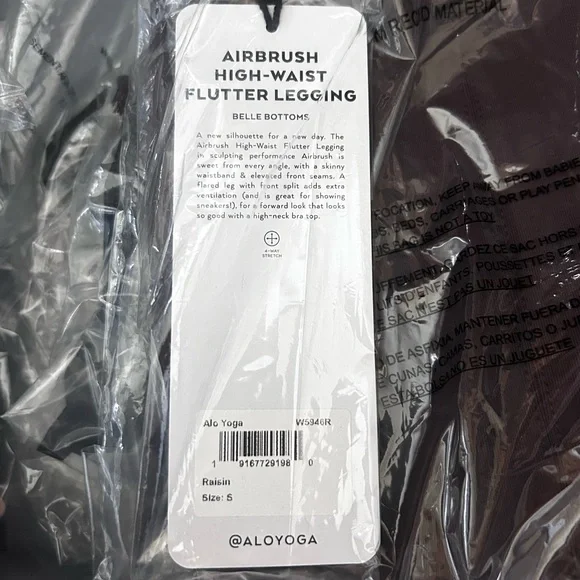 NWT ALO Yoga Airbrush High-Waist Flutter Legging- Raisin/ Size Small (4-6) - Picture 4 of 5